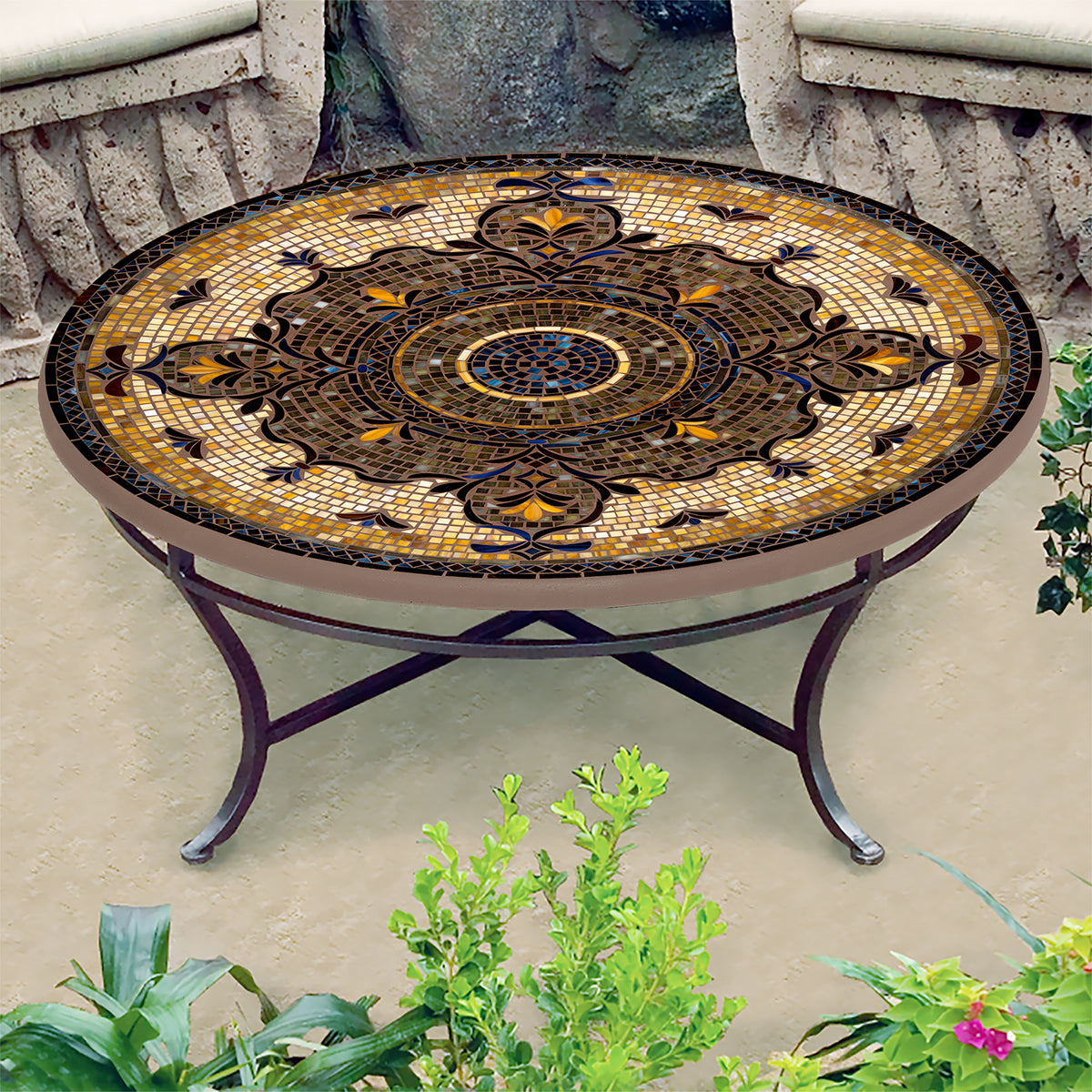 Almirante Mosaic Coffee Table-Iron Accents