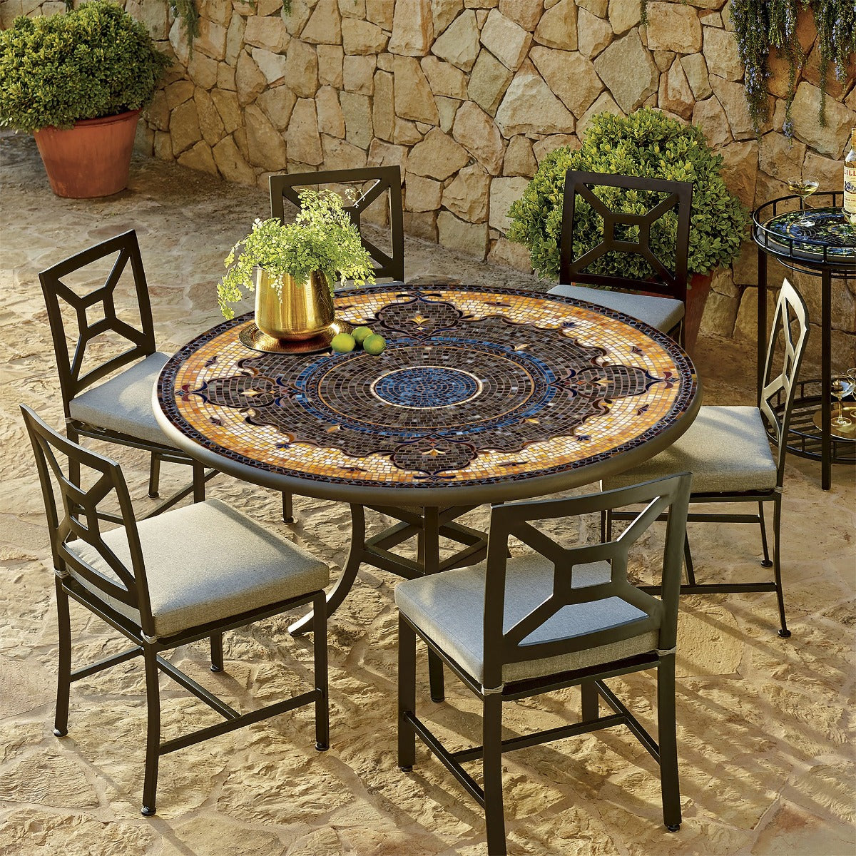 Almirante Mosaic Patio Table-Iron Accents
