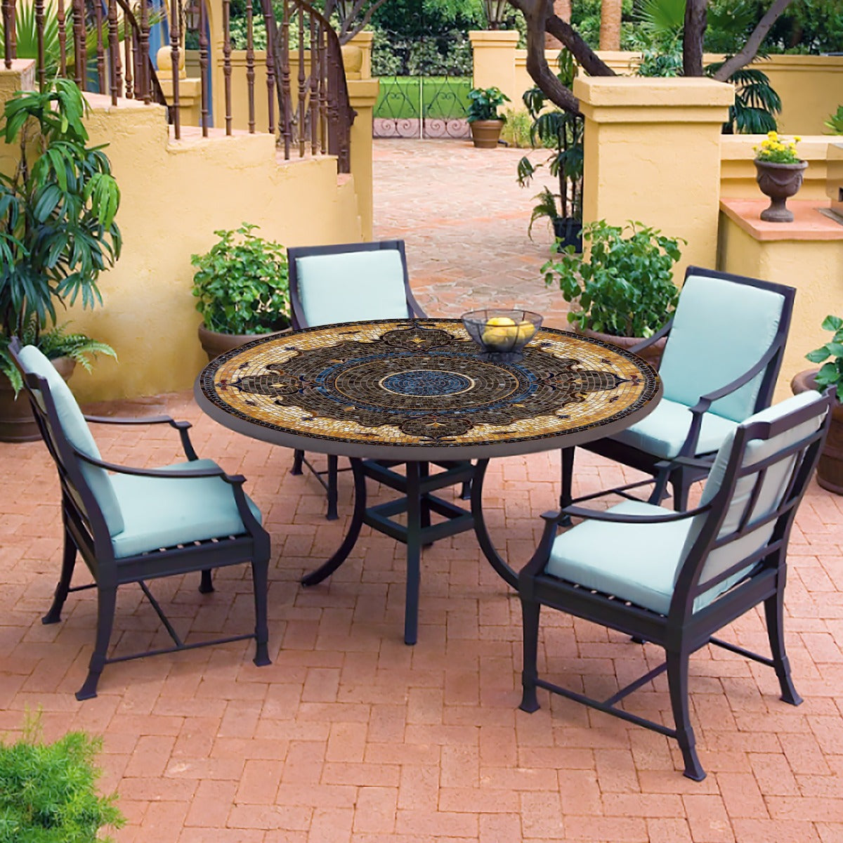Almirante Mosaic Patio Table-Iron Accents