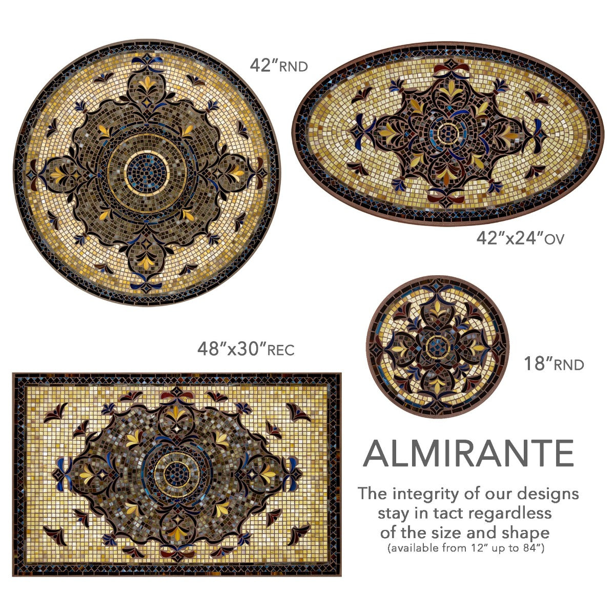 Almirante Mosaic Table Tops-Iron Accents