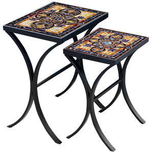 Almirante Mosaic Nesting Tables-Iron Accents