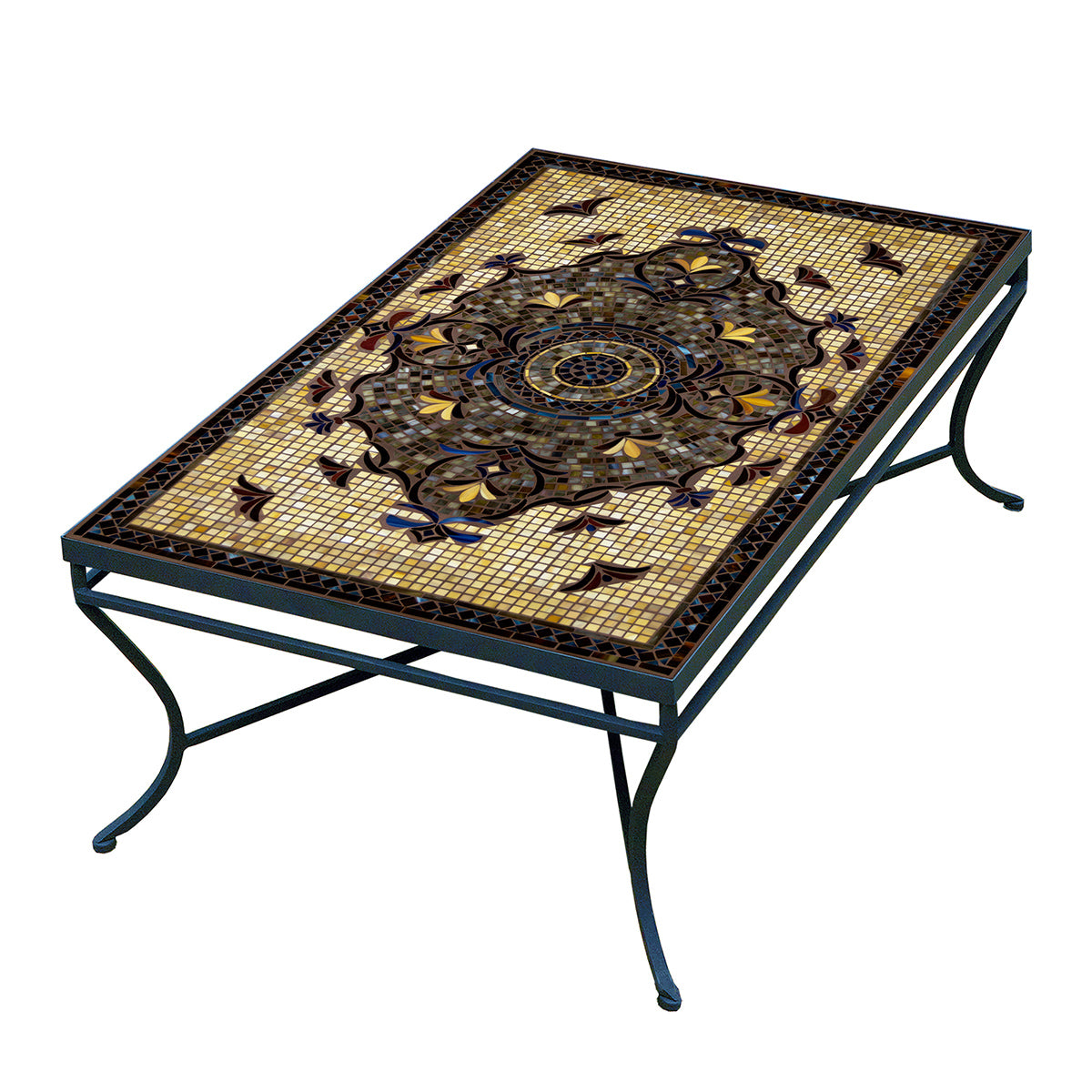 Almirante Mosaic Coffee Table - Rect-Iron Accents