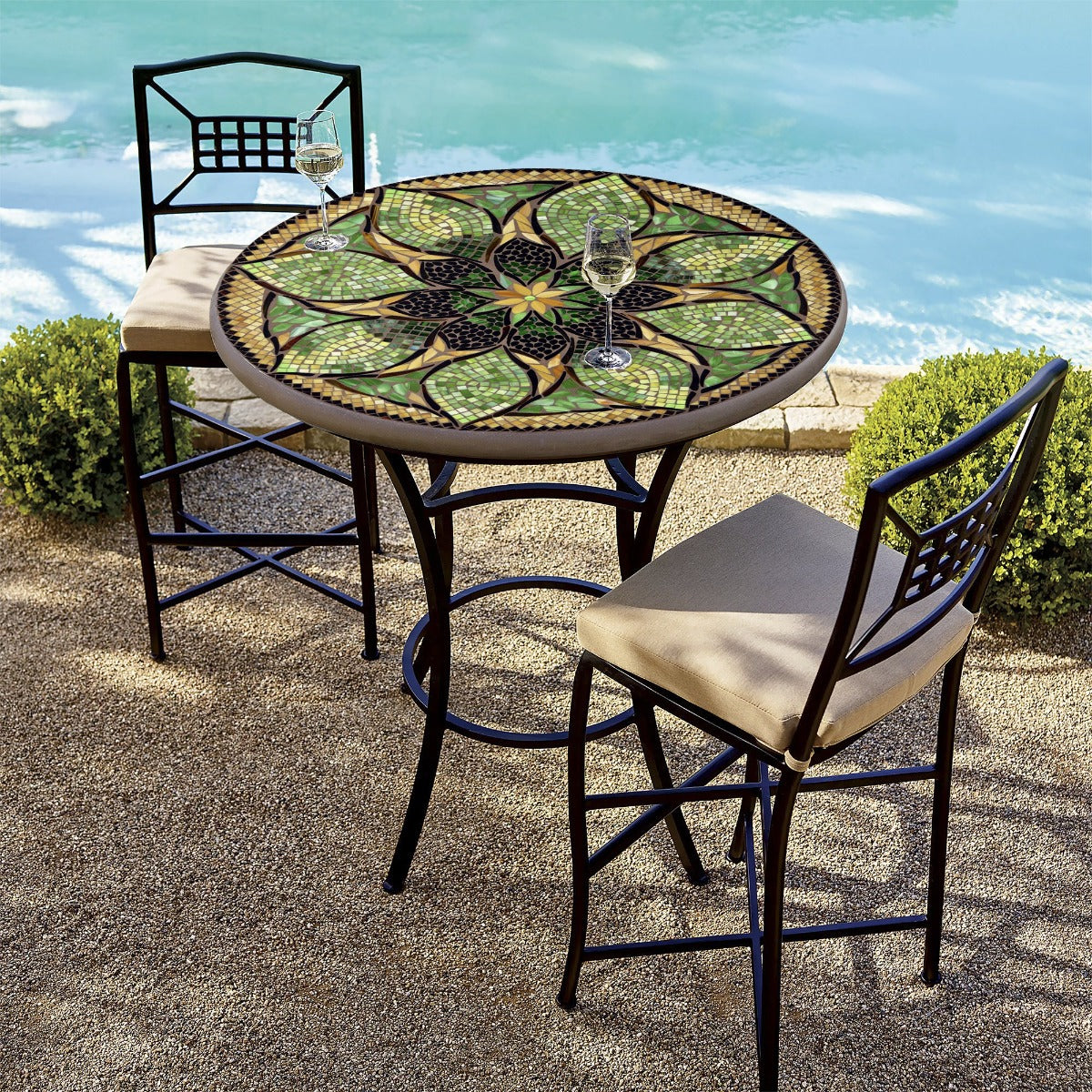 Arenal Mosaic High Dining Table-Iron Accents
