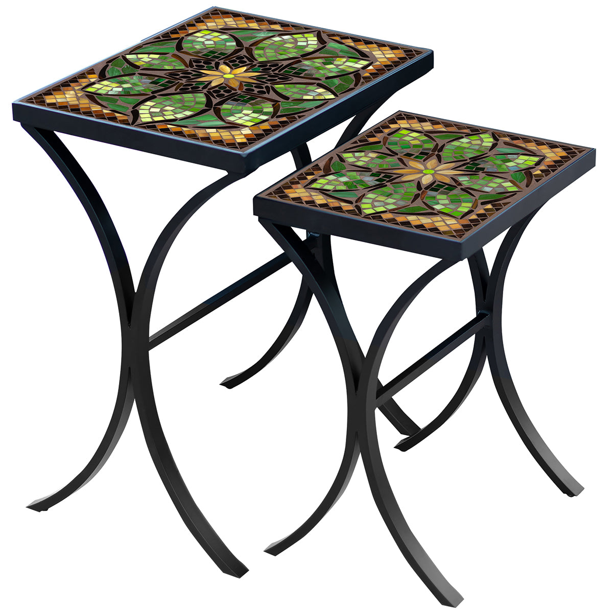Arenal Mosaic Nesting Tables-Iron Accents