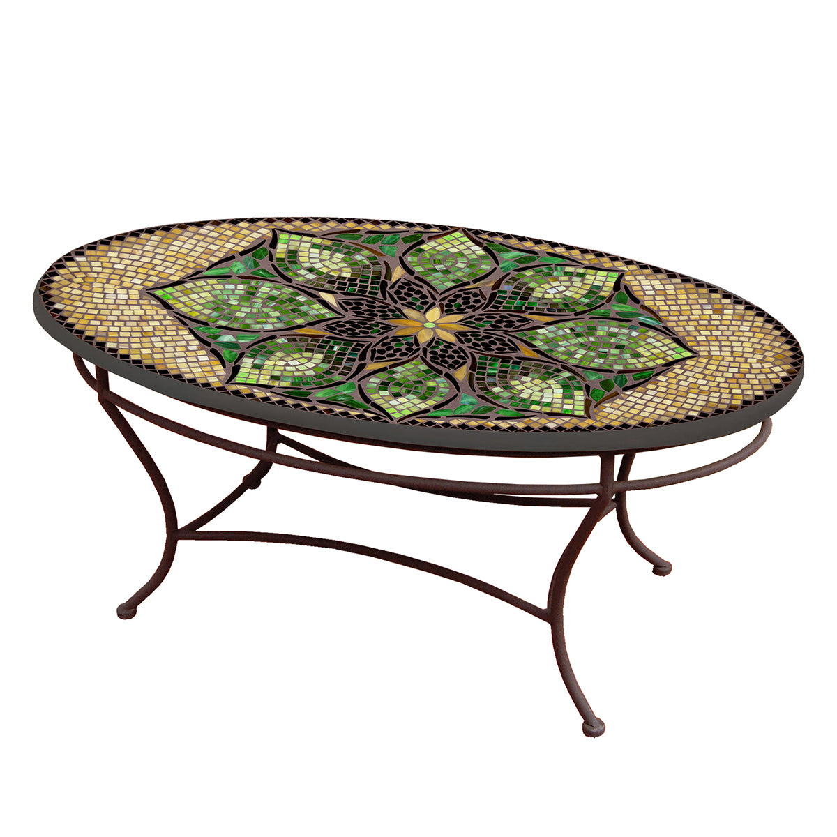 Arenal Mosaic Coffee Table - Oval-Iron Accents