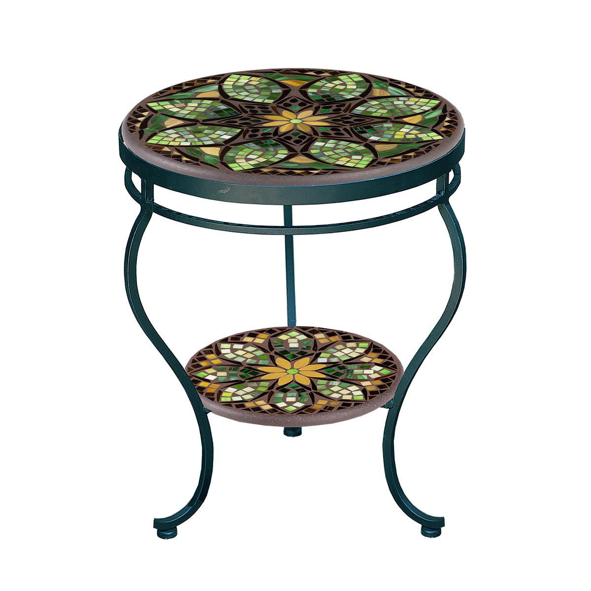 Arenal Mosaic Side Table - Tiered-Iron Accents
