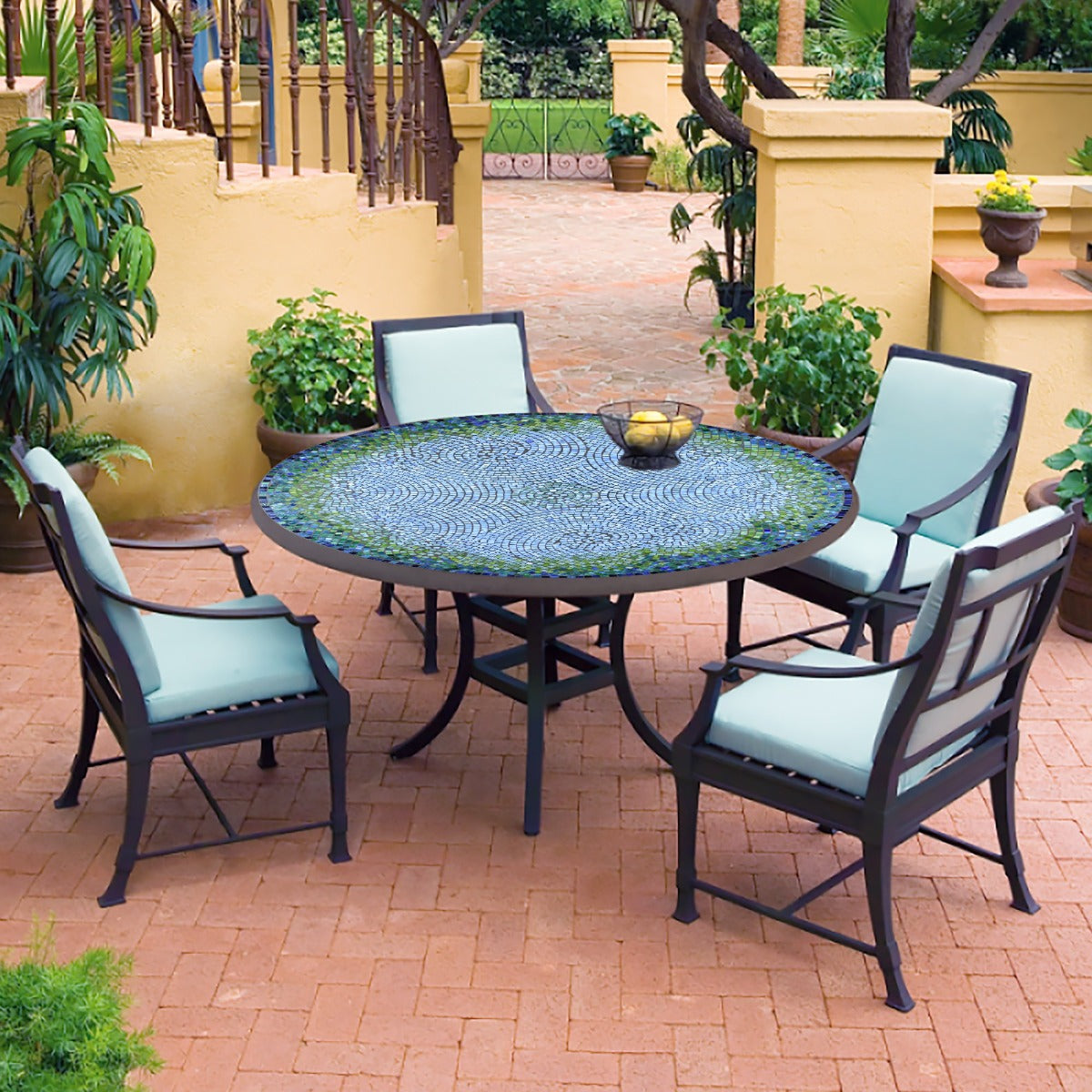 Belize Mosaic Patio Table-Iron Accents