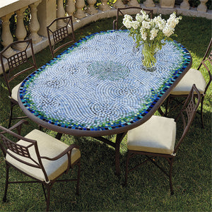 Belize Mosaic Oval Bistro-Iron Accents