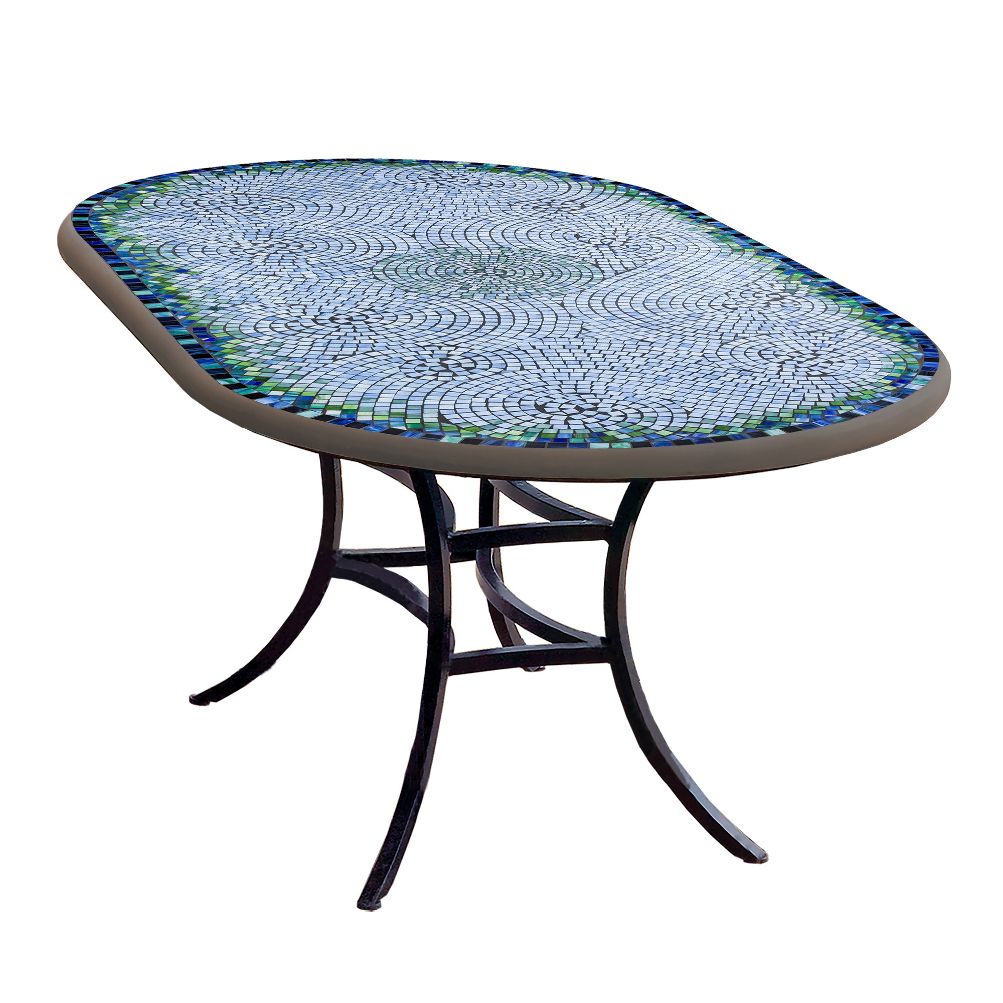 Belize Mosaic Oval Bistro-Iron Accents