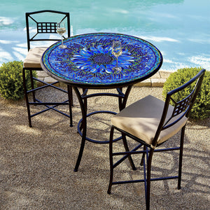 Bella Bloom Mosaic High Dining Table-Iron Accents