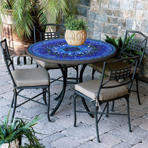 Bella Bloom Mosaic Patio Table-Iron Accents