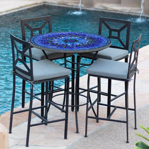 Bella Bloom Mosaic High Dining Table-Iron Accents