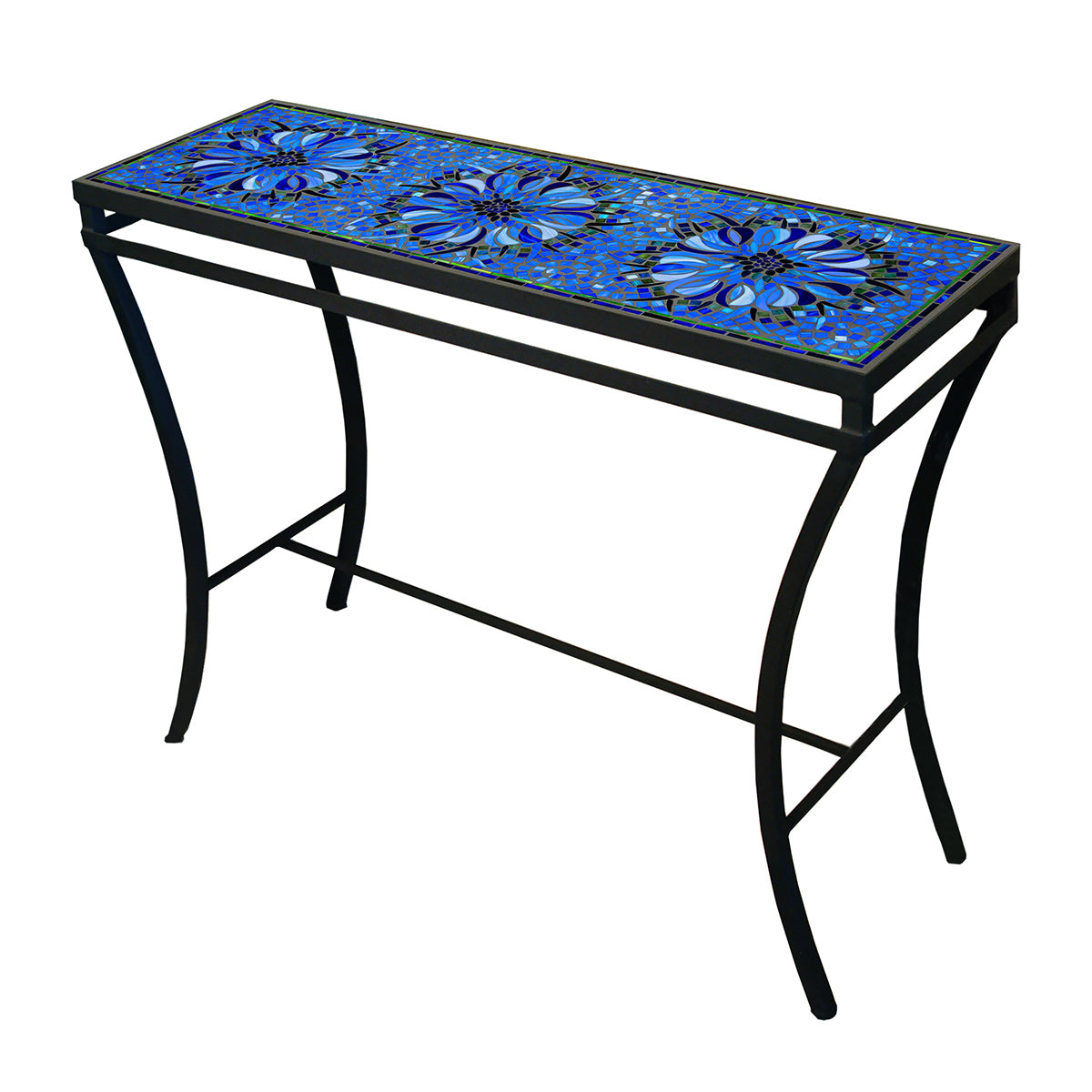 Bella Bloom Mosaic Console Table-Iron Accents
