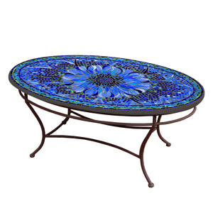 Bella Bloom Mosaic Coffee Table - Oval-Iron Accents
