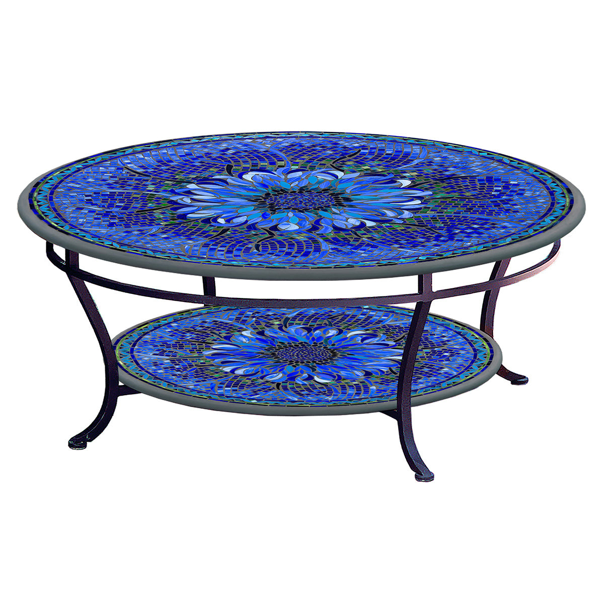 Bella Bloom Mosaic Coffee Table - Tiered-Iron Accents