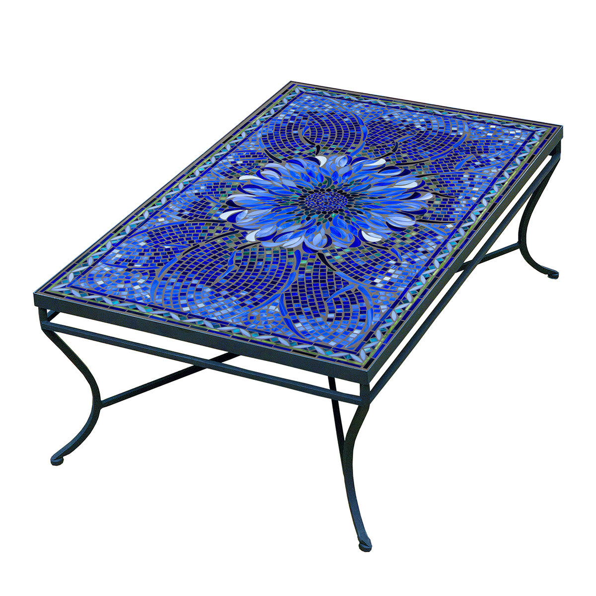 Bella Bloom Mosaic Coffee Table - Rect-Iron Accents