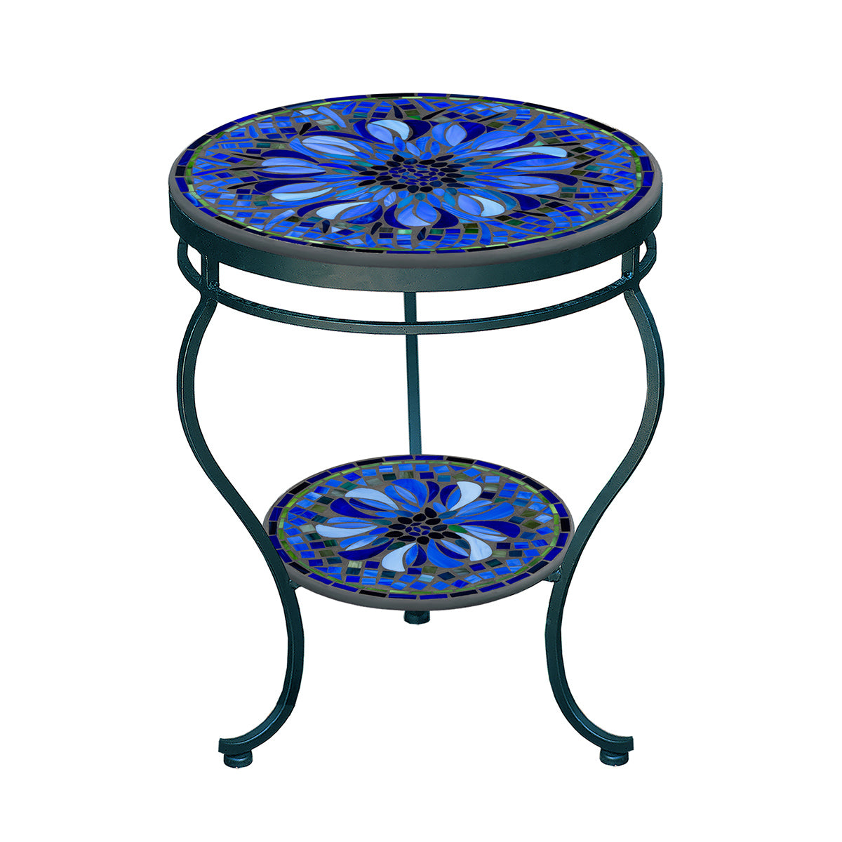 Bella Bloom Mosaic Side Table - Tiered-Iron Accents