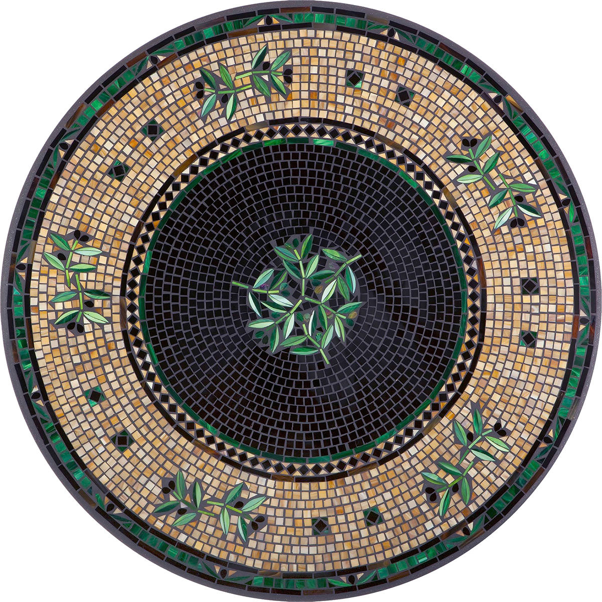 Black Olives Mosaic Nesting Tables-Iron Accents