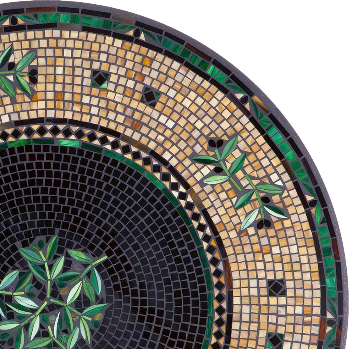 Black Olives Mosaic Table Tops-Iron Accents
