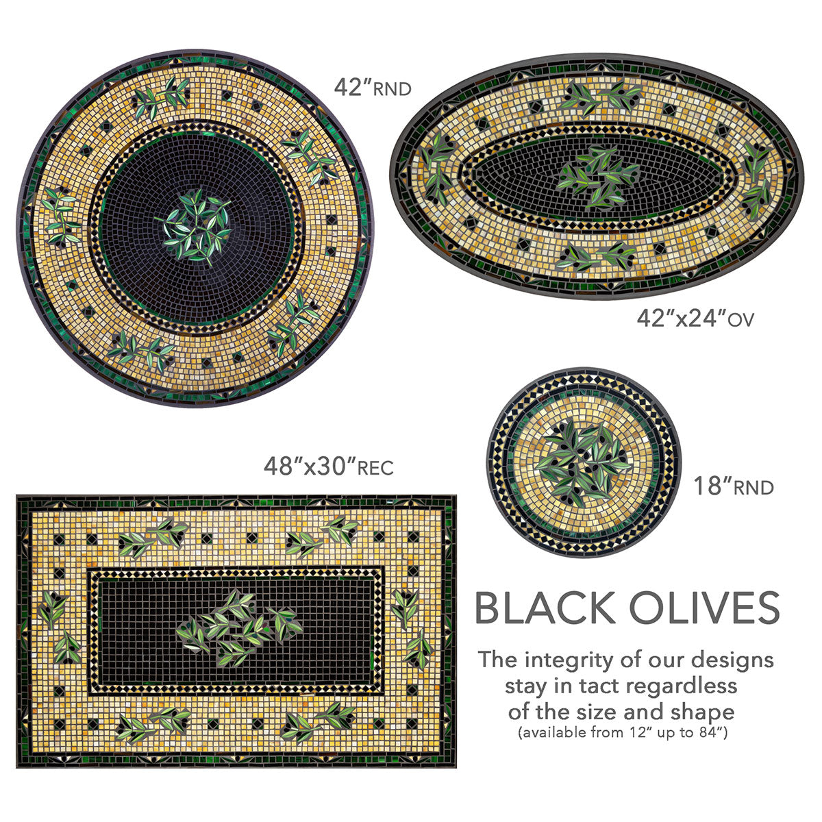Black Olives Mosaic Nesting Tables-Iron Accents