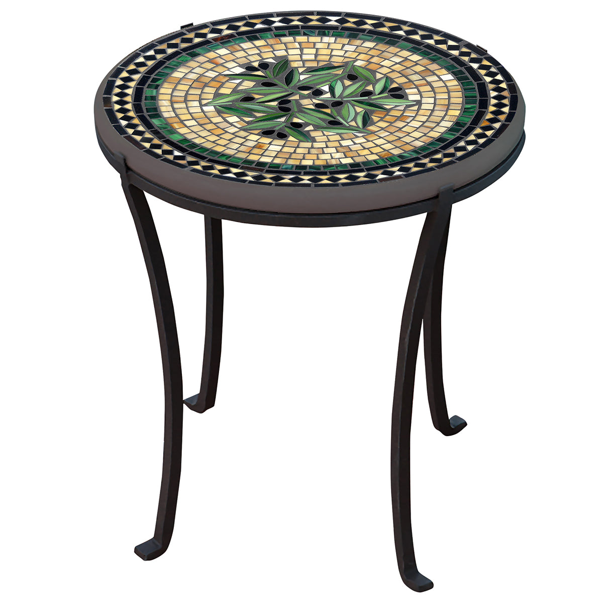 Black Olives Mosaic Chaise Table-Iron Accents