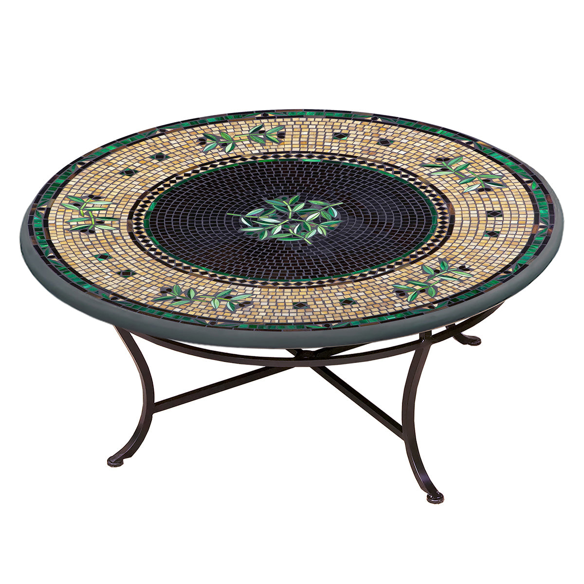Black Olives Mosaic Coffee Table-Iron Accents