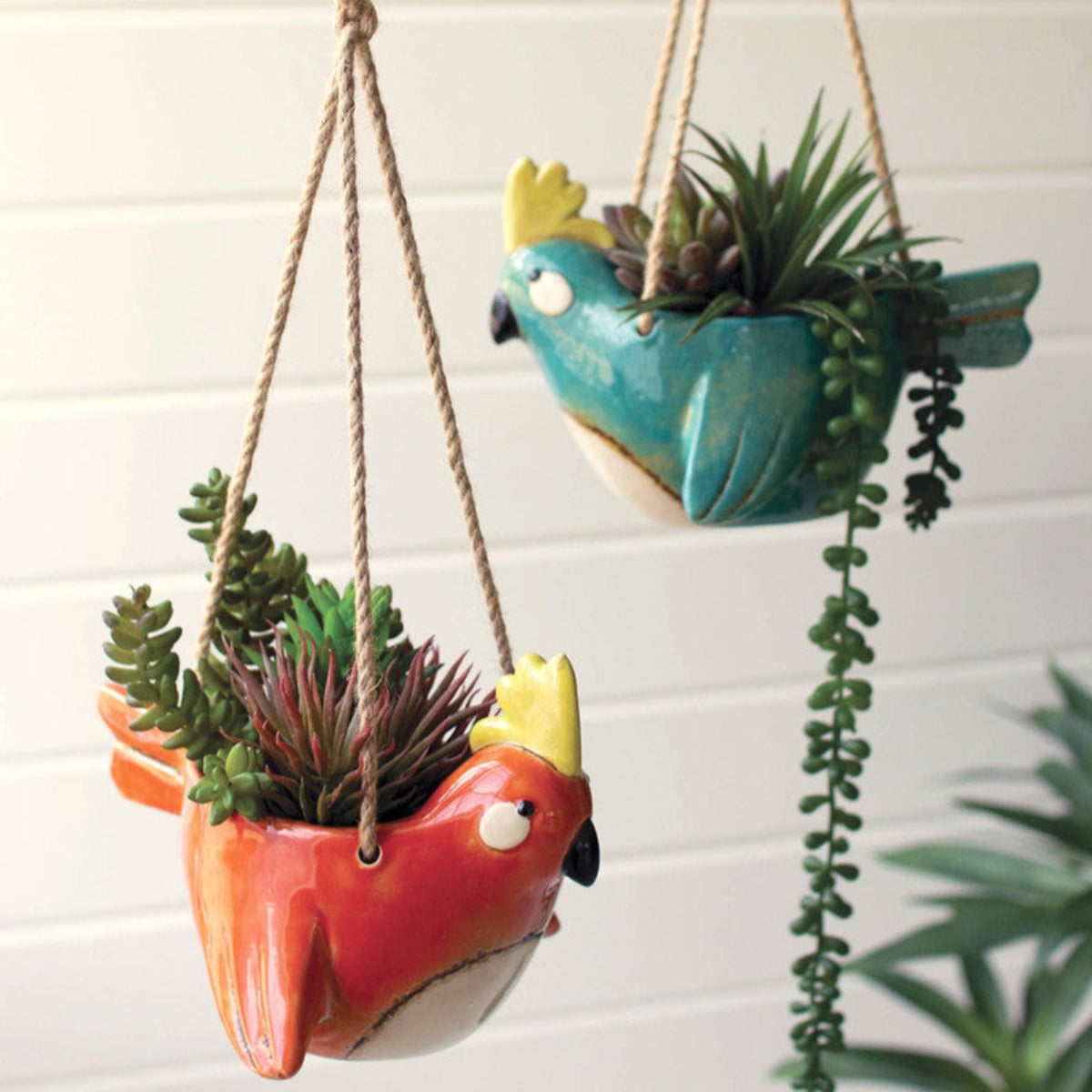 bluebird hanging planter pot Colorful Hanging Bird Planters