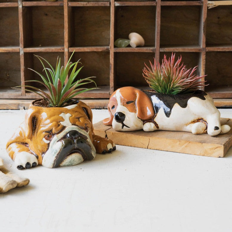 beagle plant pot Kalalou Ceramic Beagle Planter