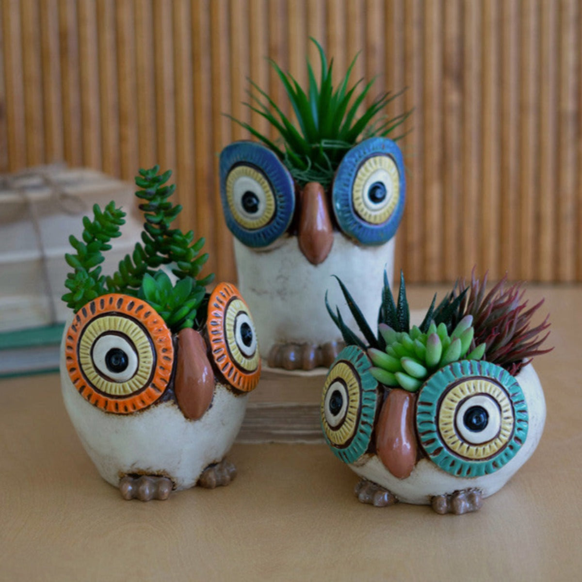owl pots for succulents Set Of Three Ceramic Owl Planters