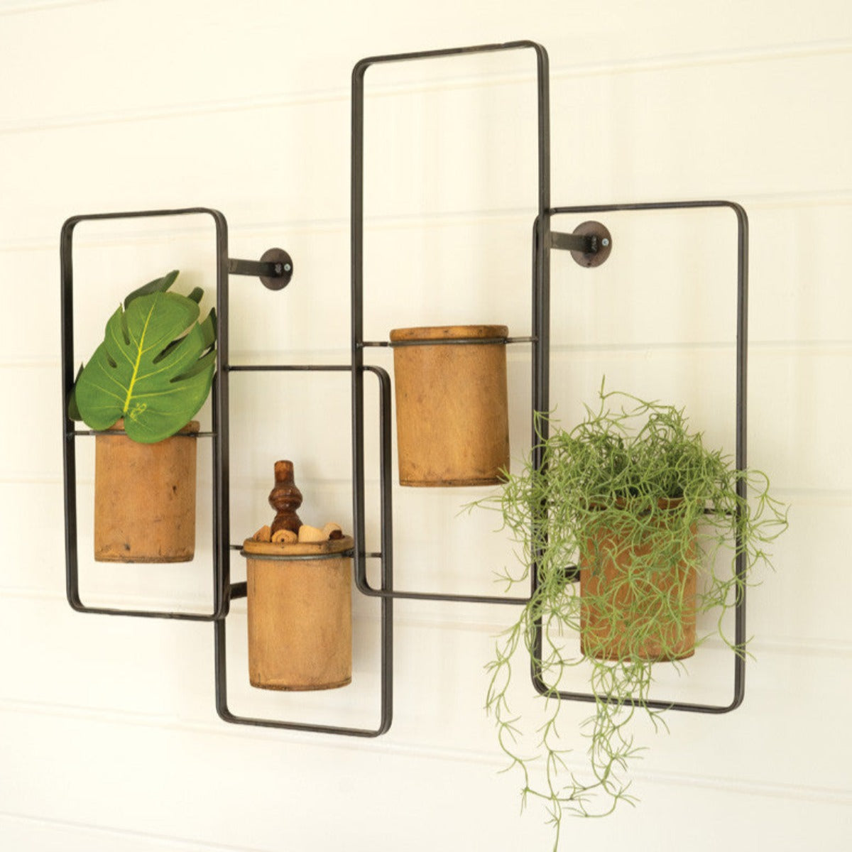 plant pot wall shelf Wall Planter Tower w/ Wood Pots