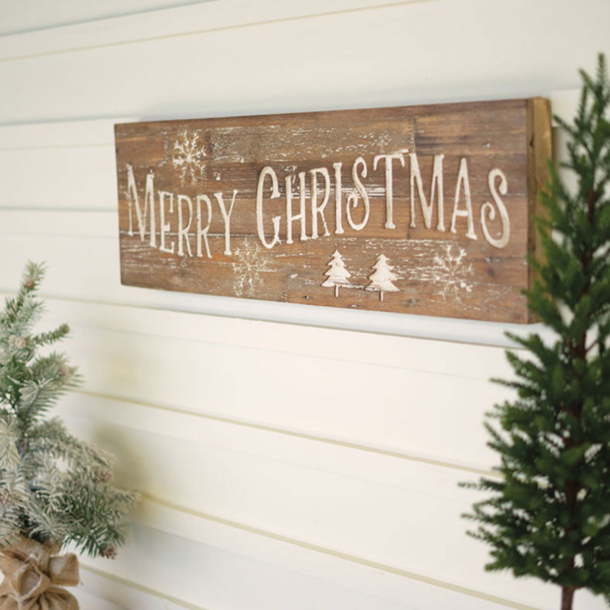 Merry Christmas Carved Sign
