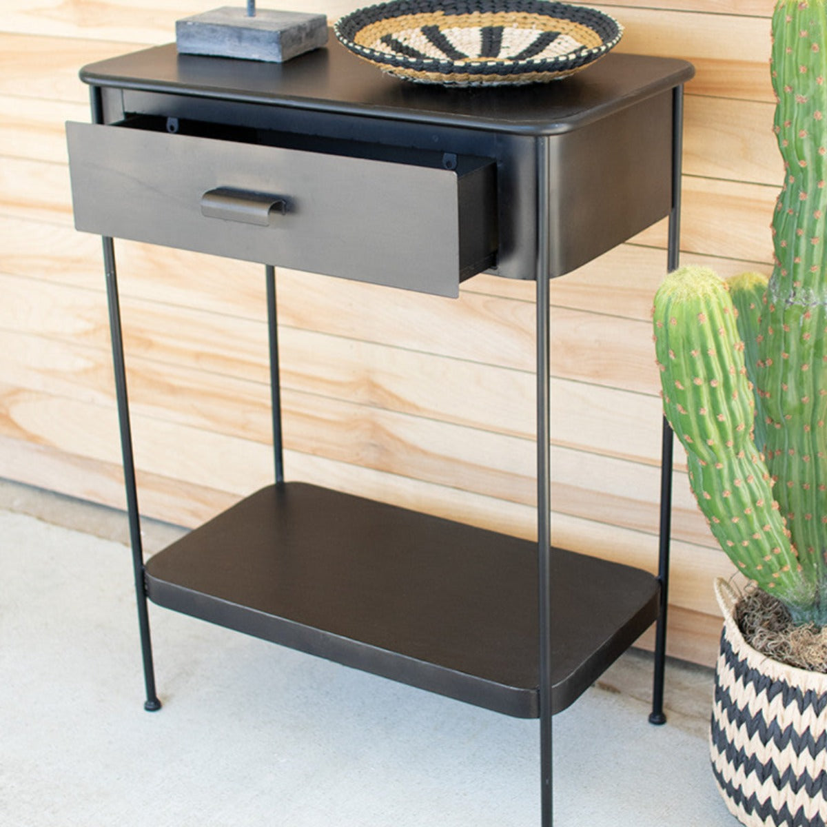 Metal Side Table w/ Drawer