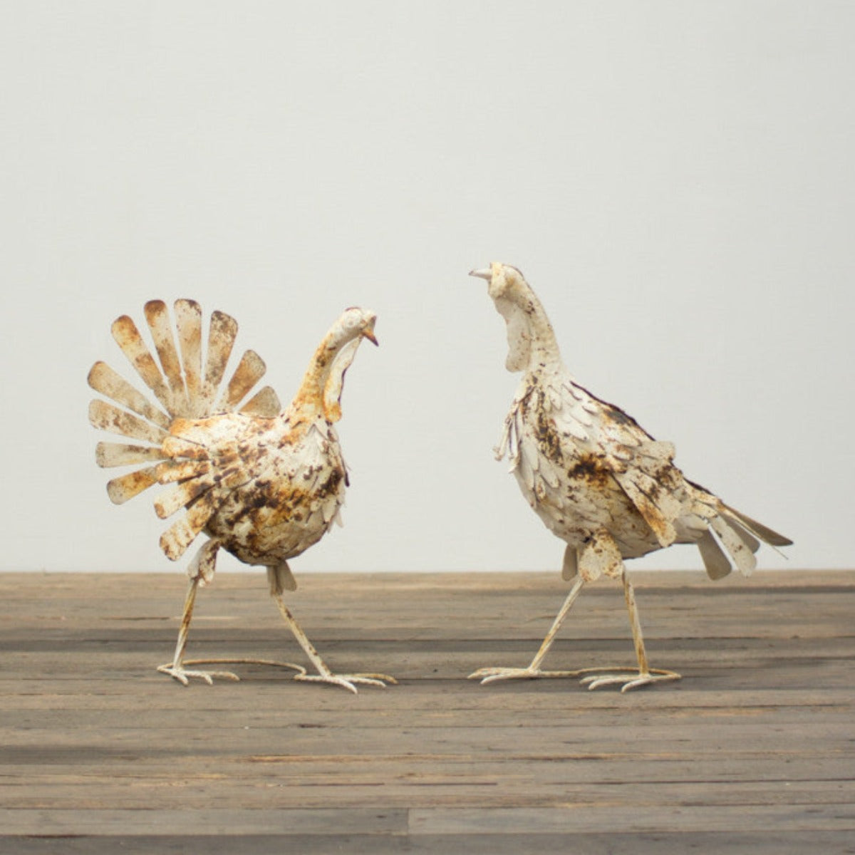 Painted Metal Turkeys