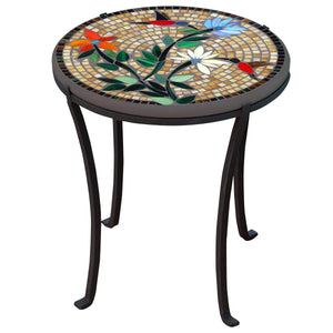 Caramel Hummingbird Mosaic Chaise Table-Iron Accents