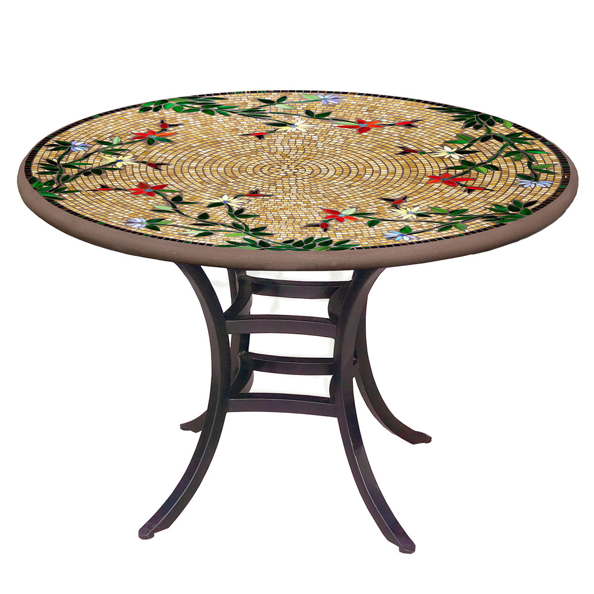 Caramel Hummingbird Mosaic Patio Table-Iron Accents