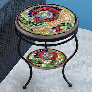 Dahlia Mosaic Side Table - Tiered-Iron Accents