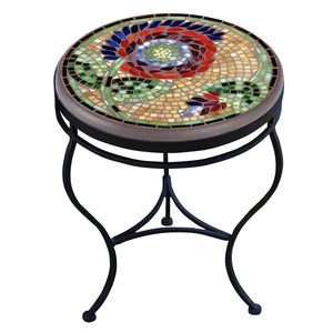Dahlia Mosaic Side Table-Iron Accents