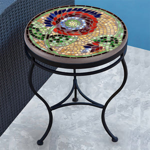 Dahlia Mosaic Side Table-Iron Accents