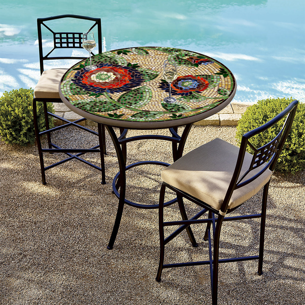 Dahlia Mosaic High Dining Table-Iron Accents