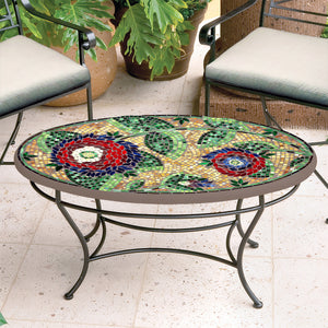 Dahlia Mosaic Coffee Table - Oval-Iron Accents