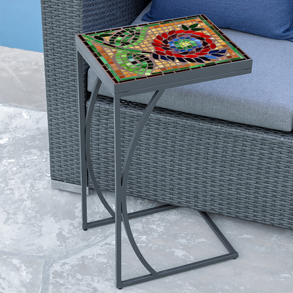Dahlia Mosaic C-Table-Iron Accents