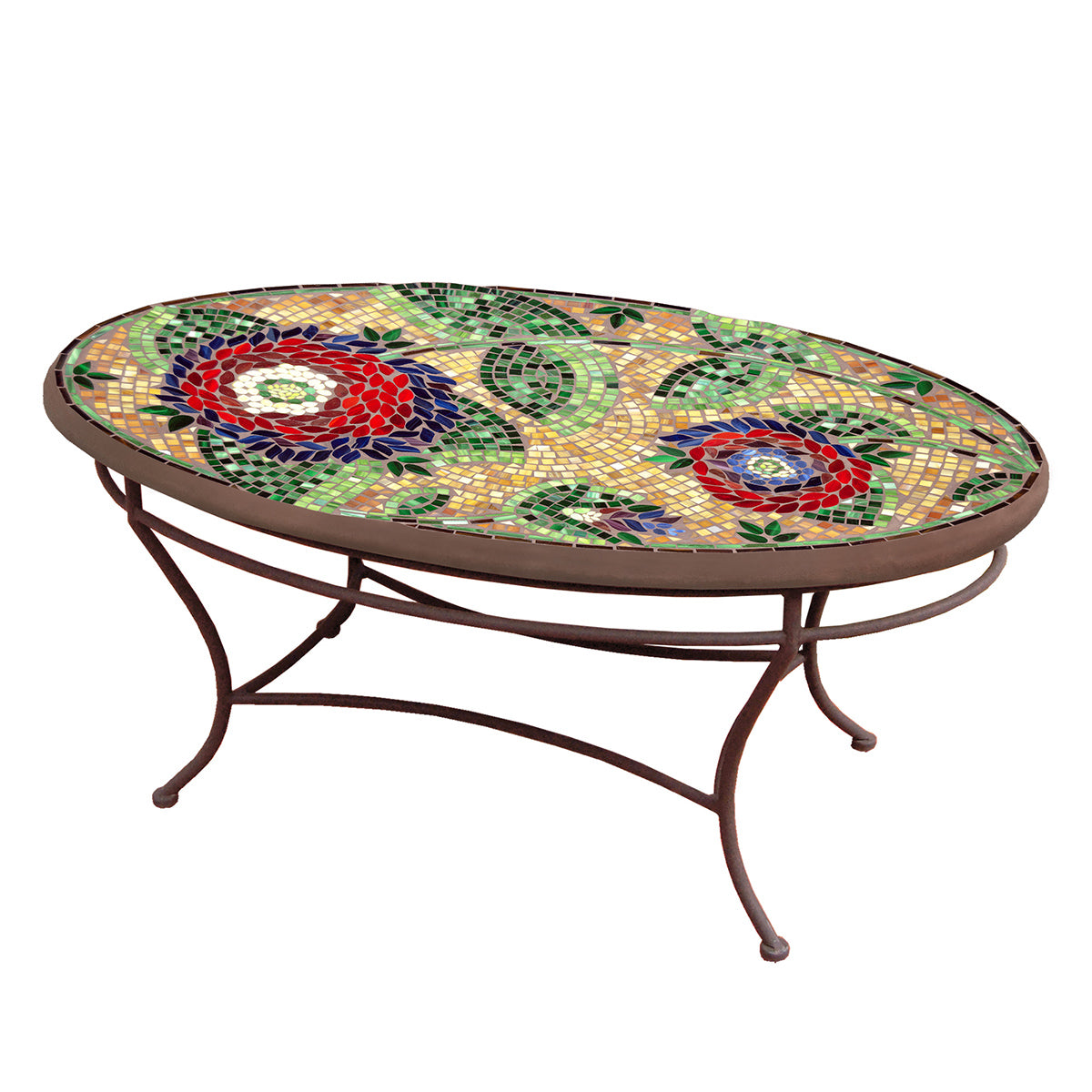 Dahlia Mosaic Coffee Table - Oval-Iron Accents