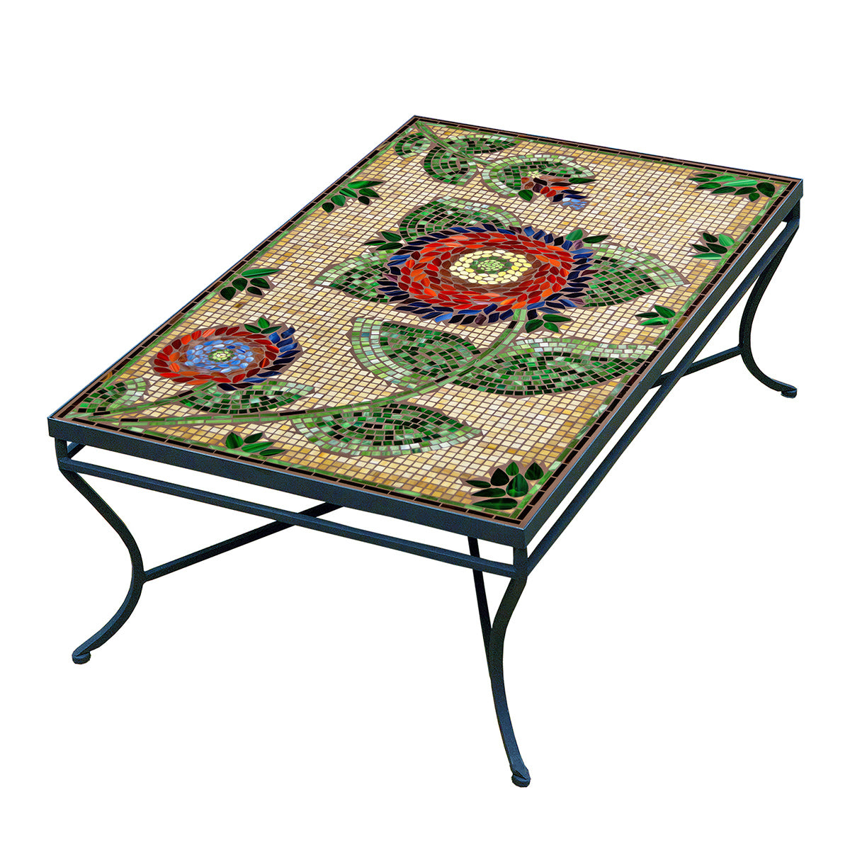 Dahlia Mosaic Coffee Table - Rect-Iron Accents