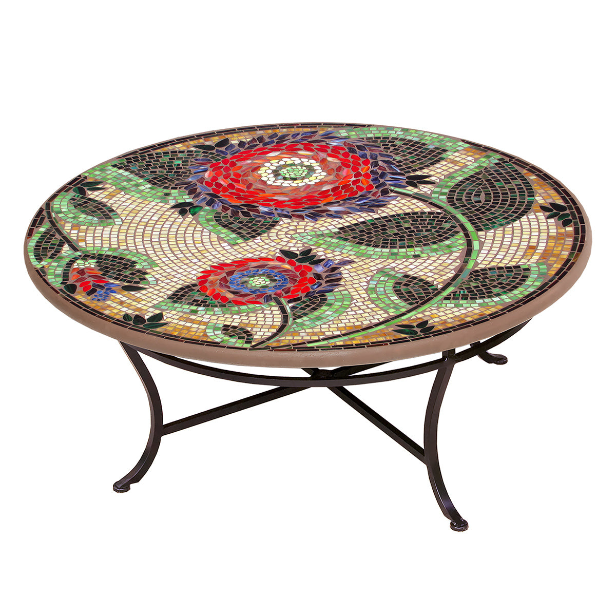 Dahlia Mosaic Coffee Table-Iron Accents