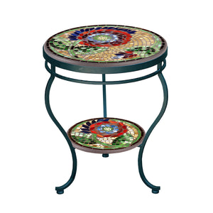 Dahlia Mosaic Side Table - Tiered-Iron Accents