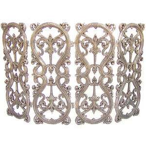 Decorative metal panel with intricate patterns on a white background