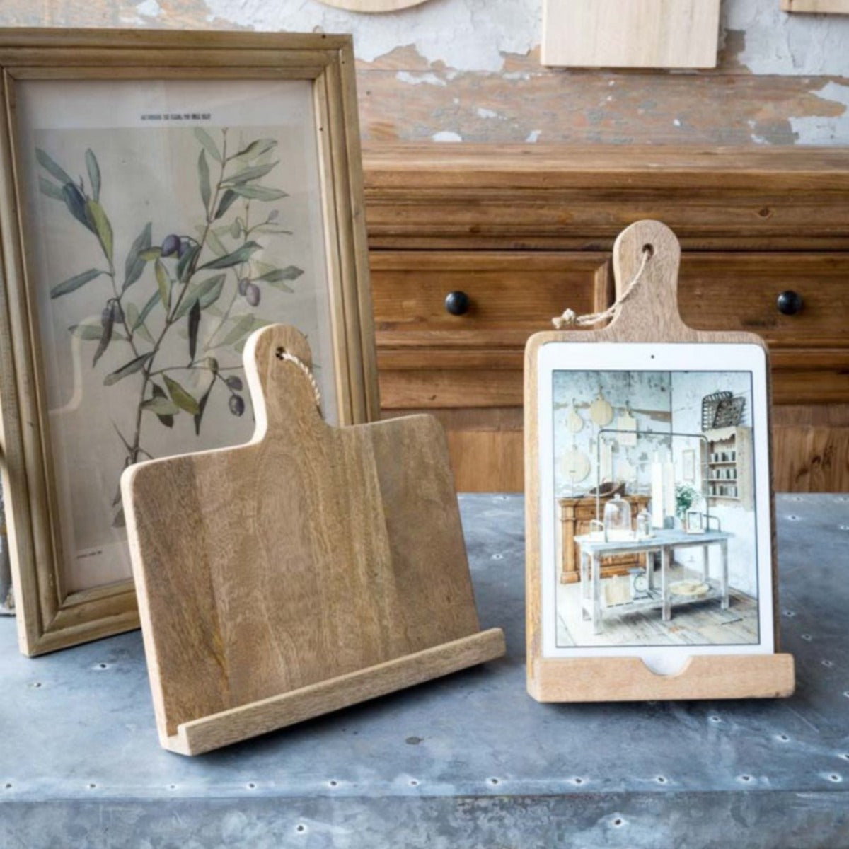 Cutting Board Cookbook Holders-Iron Accents
