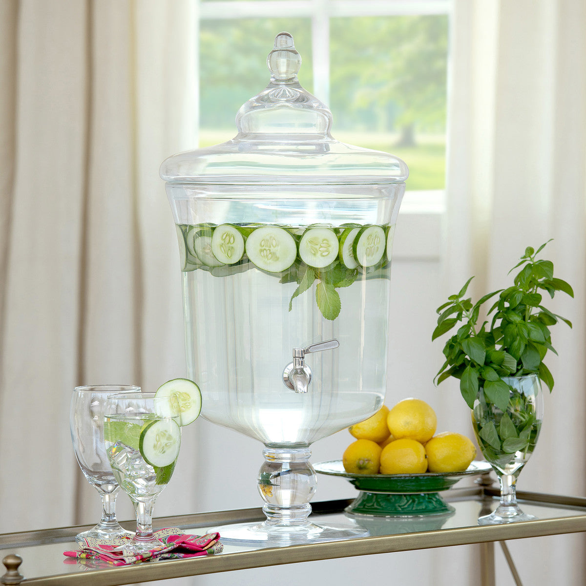 The BEST 2 Gallon (Large) Glass Beverage Dispenser/Drink Dispenser with  Stainles