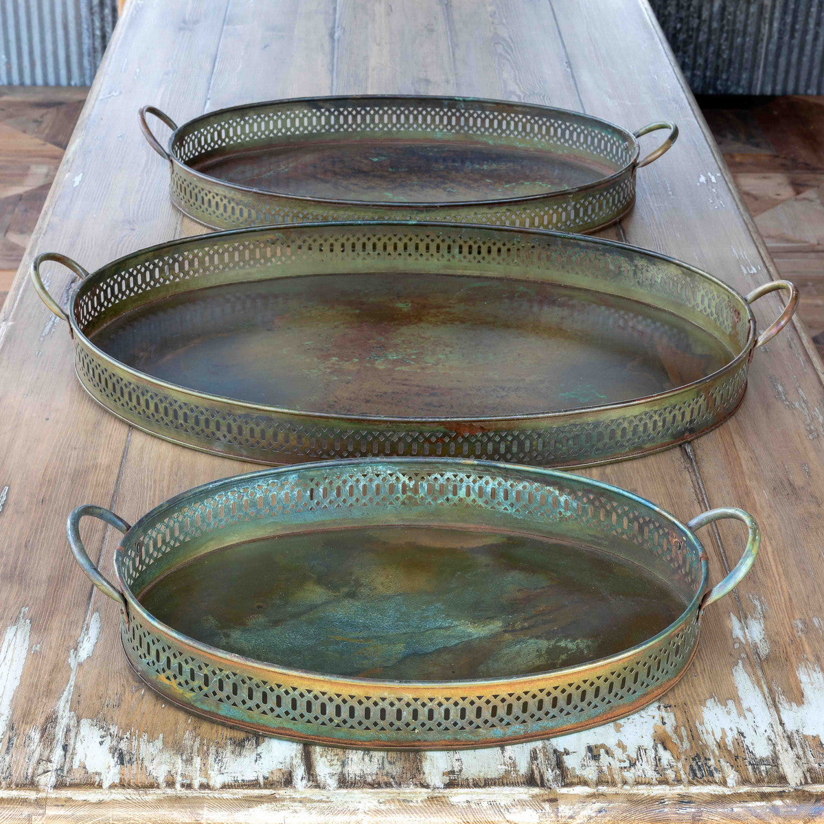 Aged Patina Serving Trays