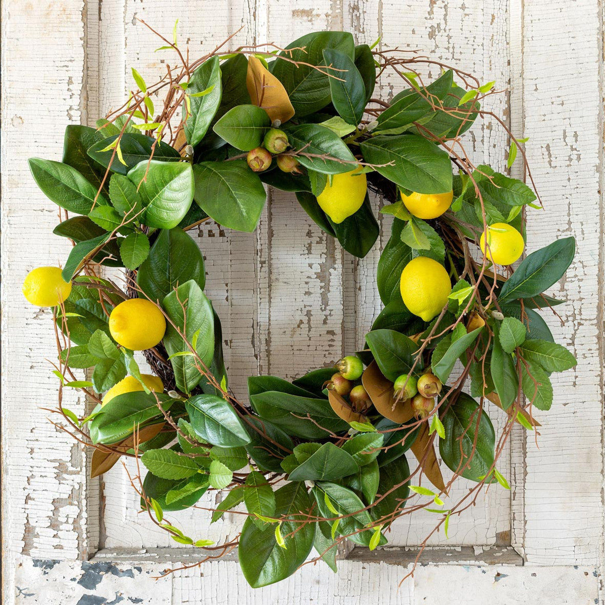 Lemon & Magnolia Leaf Wreath-Iron Accents
